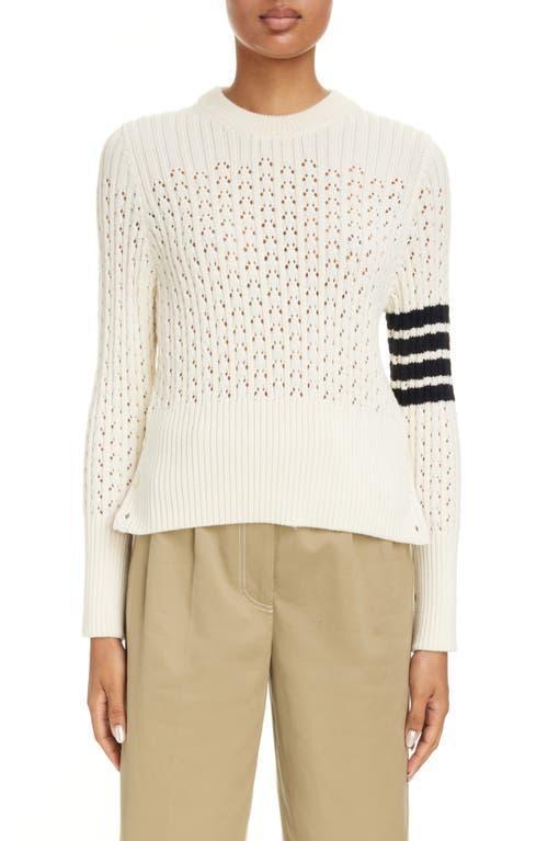 Thom Browne Boxy Rib Pointelle Virgin Wool Crewneck Sweater Product Image