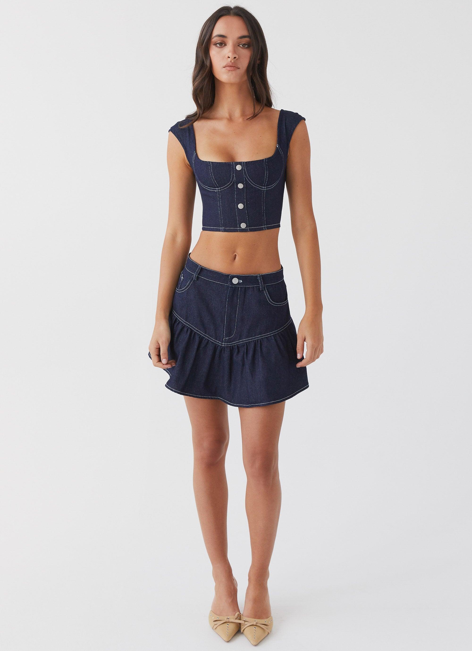 Isabella Denim Bustier Top - Indigo Product Image