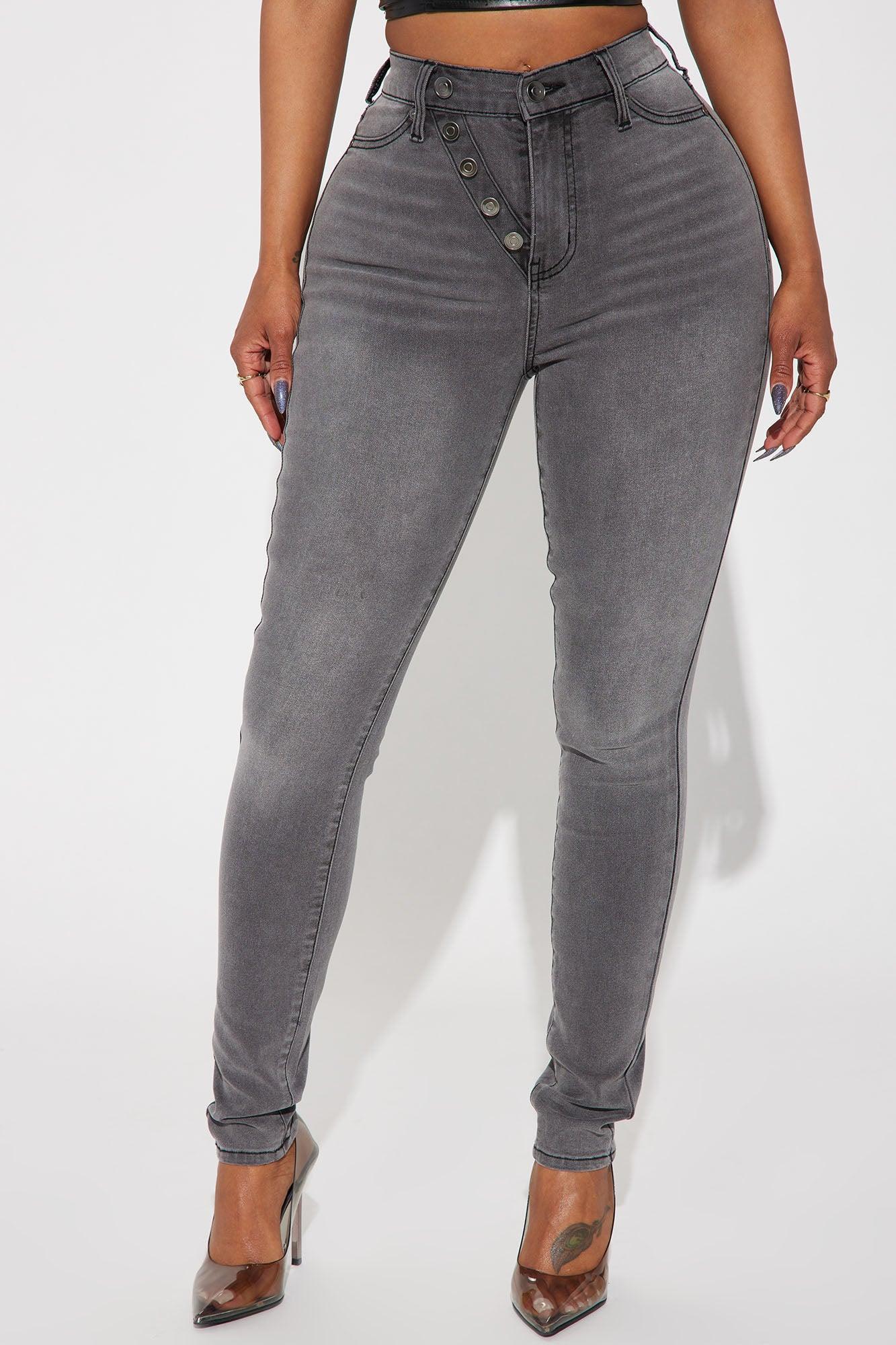 Kaylee Compression Stretch Skinny Jeans - Grey Product Image