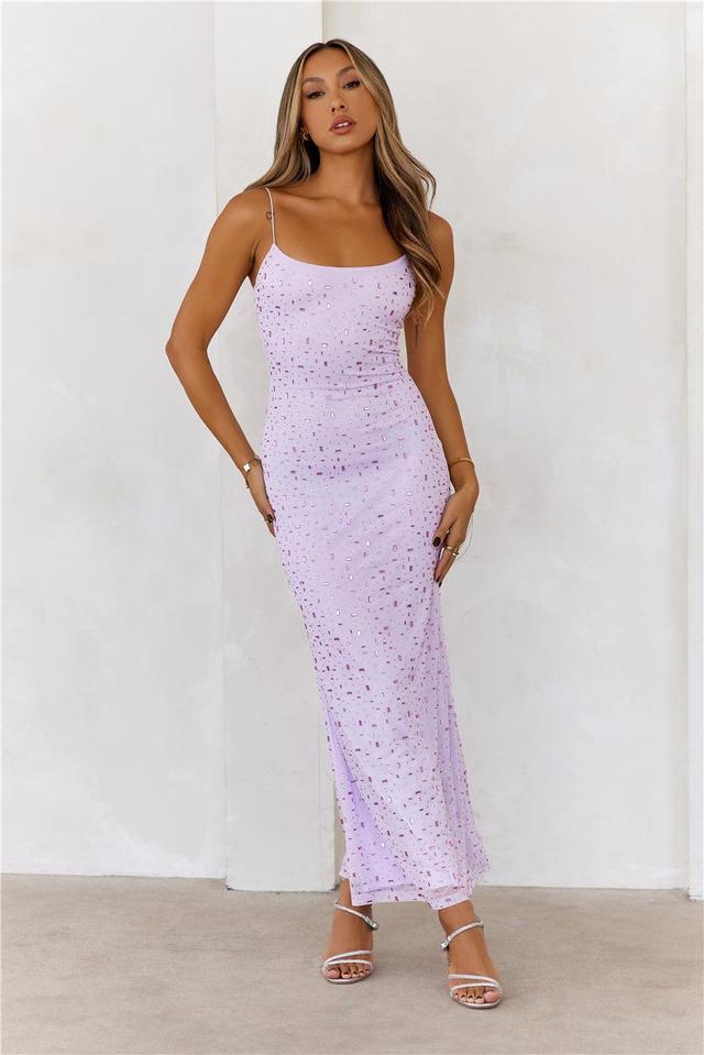 HELLO MOLLY Wishlisted Diamonds Mesh Maxi Dress Purple Product Image