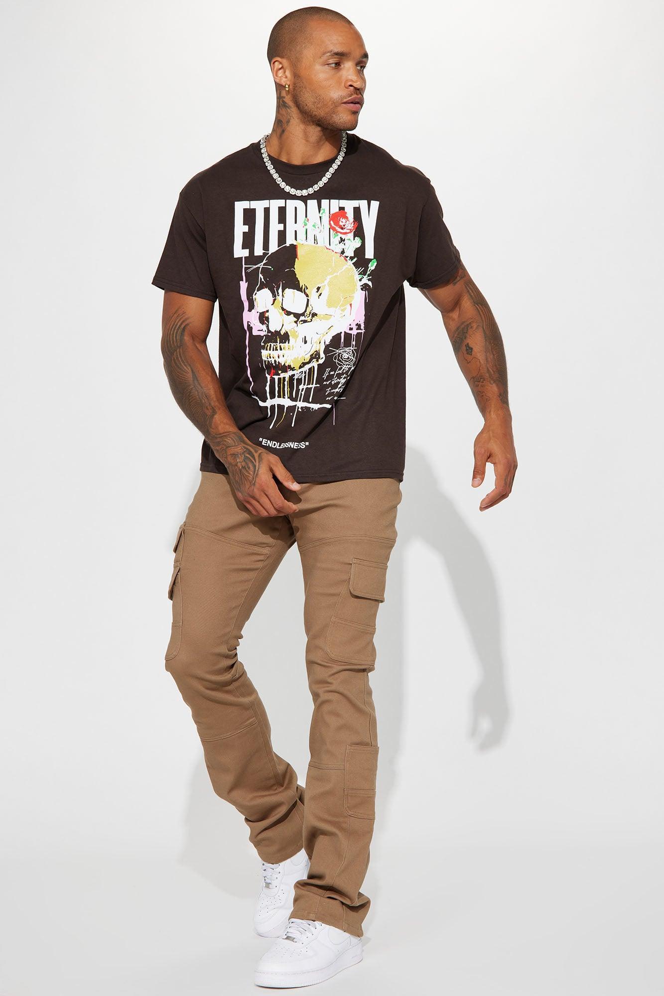 Nasty Habits Cargo Stacked Skinny Flare Pants - Taupe Product Image