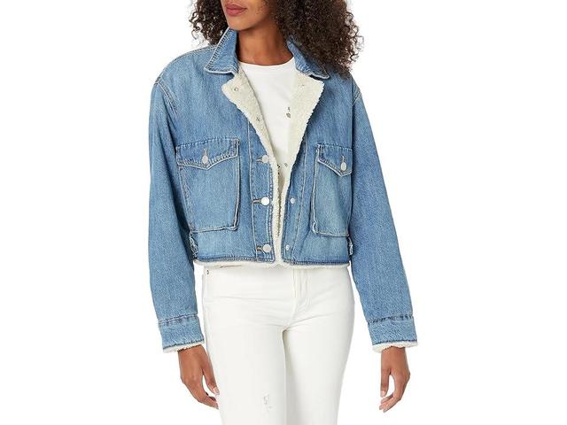 Blank NYC Cropped Denim Jacket with Sherpa Lining in Crash Course (Crash Course) Women's Clothing Product Image