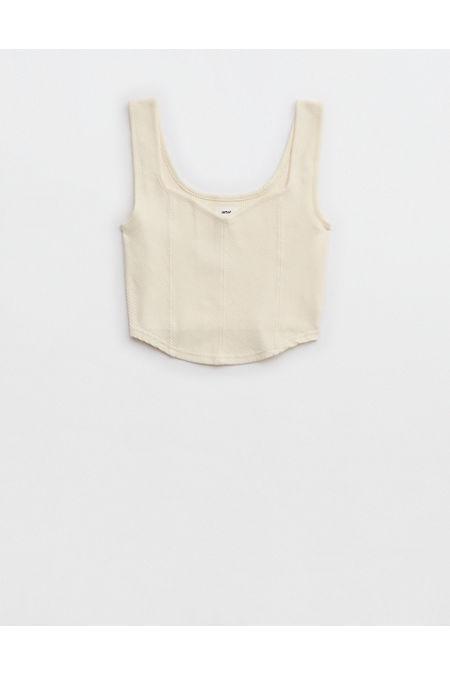 Aerie Cropped Ribbed Corset Tank Top Women's Product Image