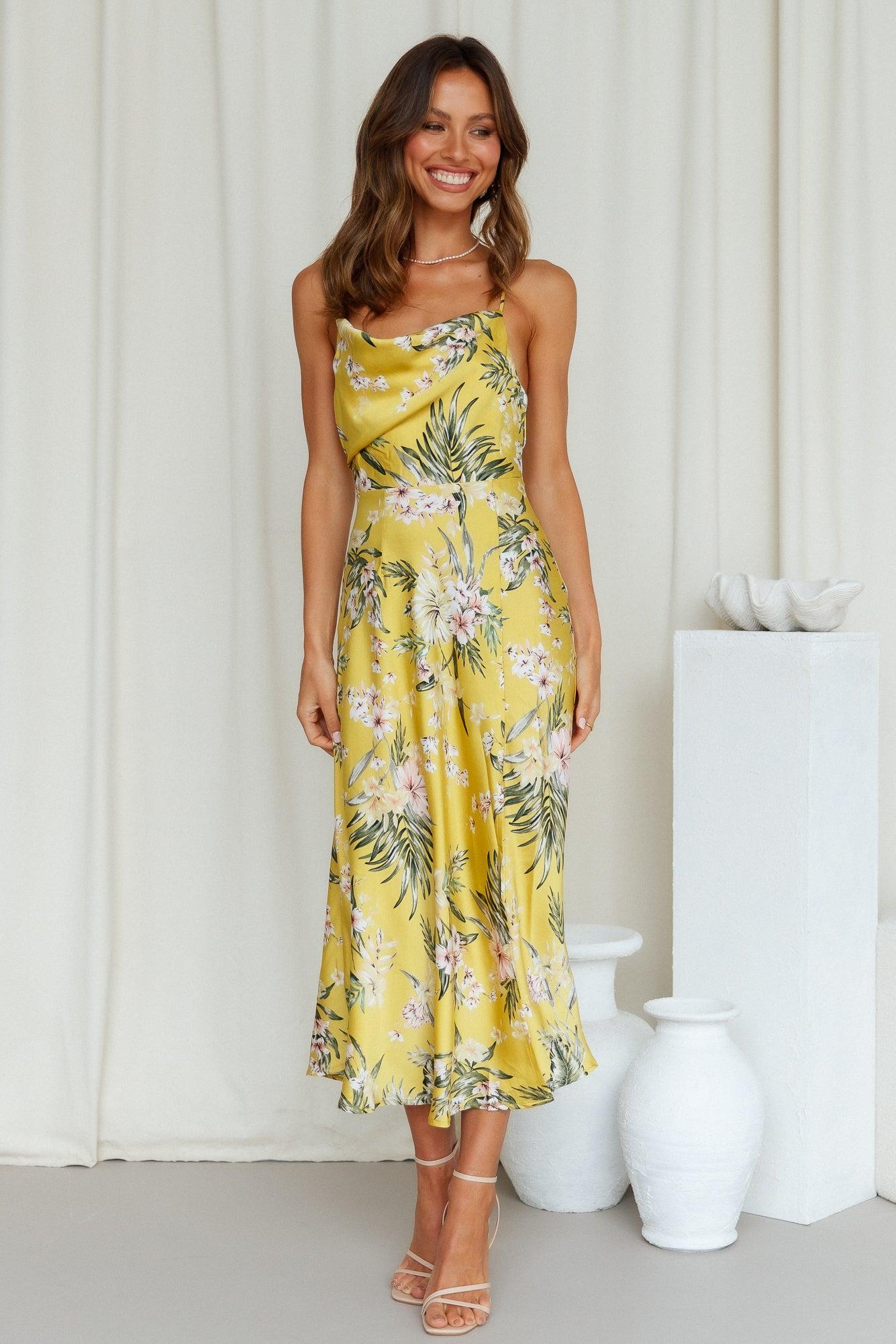 Heart In The Sun Midi Dress Yellow Product Image