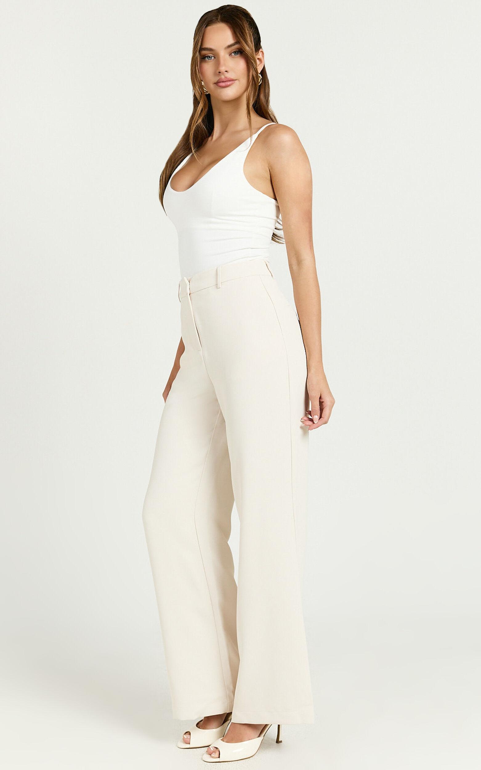 Bonnie Pants - High Waisted Tailored Wide Leg Pants in Bone Product Image