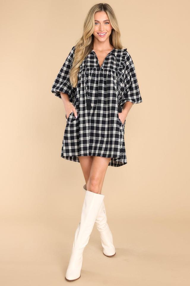 Pinky Promise Black Plaid Dress Product Image