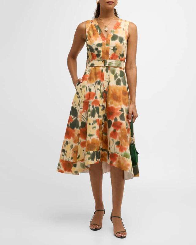 Blurred Marigold Belted Midi Dress Product Image