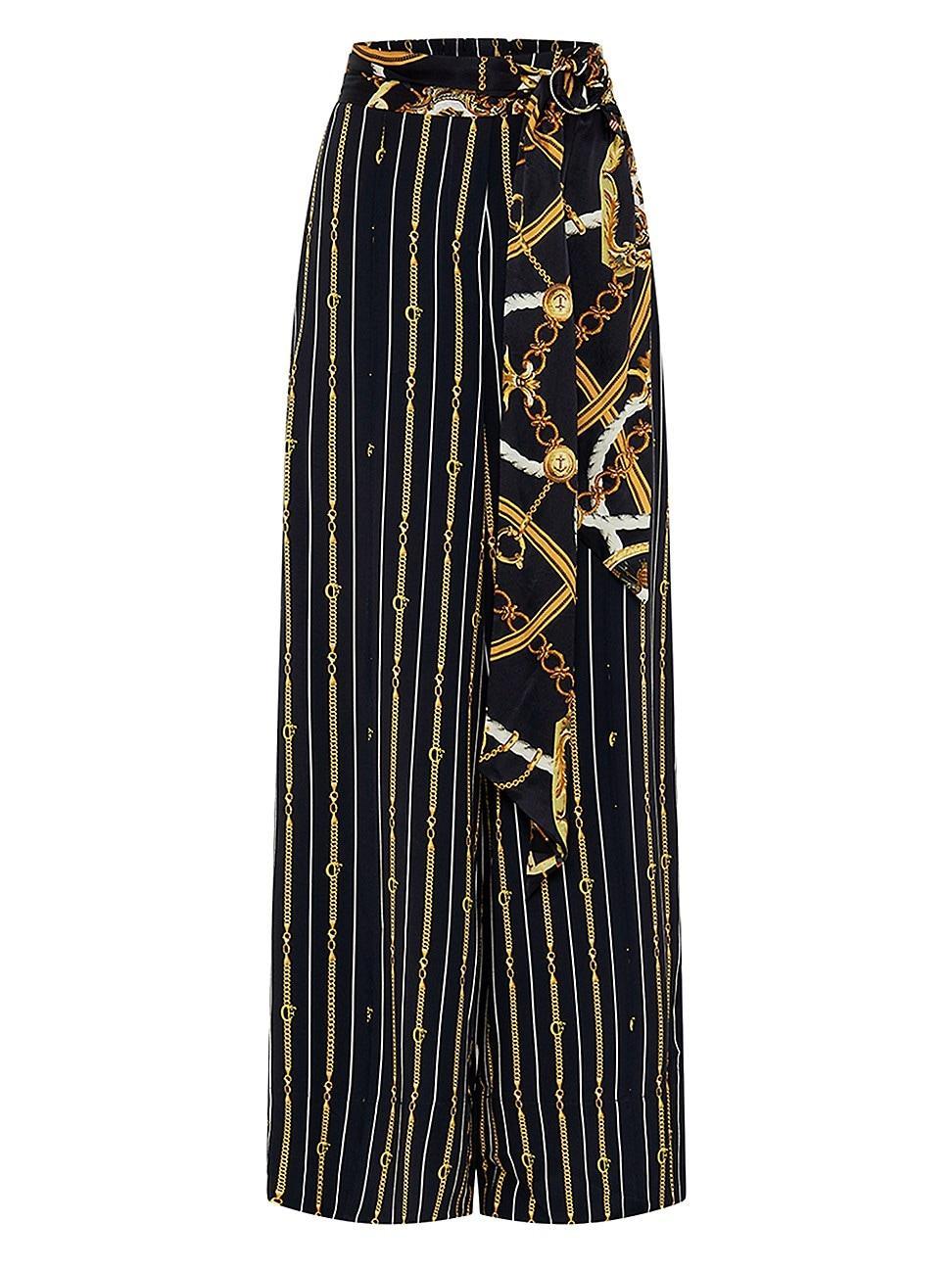 Womens Chain-Print Silk Wide-Leg Pants Product Image