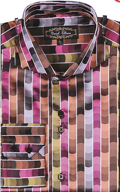 Dress Shirt Regular Fit Fancy Stripe Pattern in Fuchsia Product Image