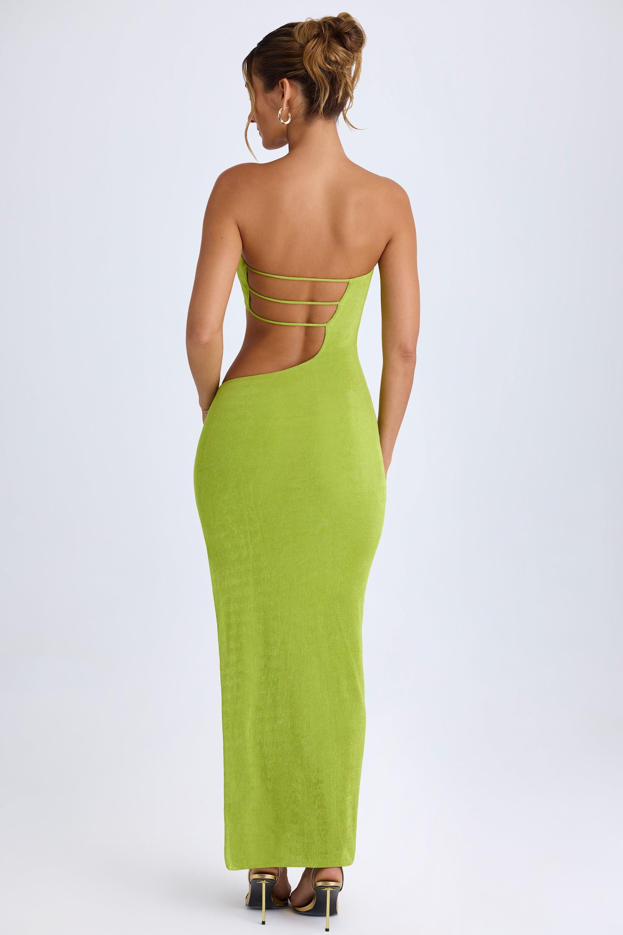 Cut-Out Bandeau Maxi Dress in Pear Green Product Image