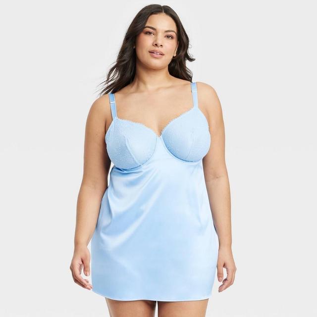 Womens Satin Slip Lingerie Dress - Auden Blue Product Image