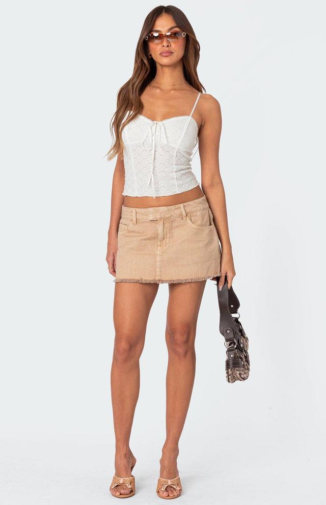 Edikted Women's Charli Frayed Denim Mini Skirt Product Image