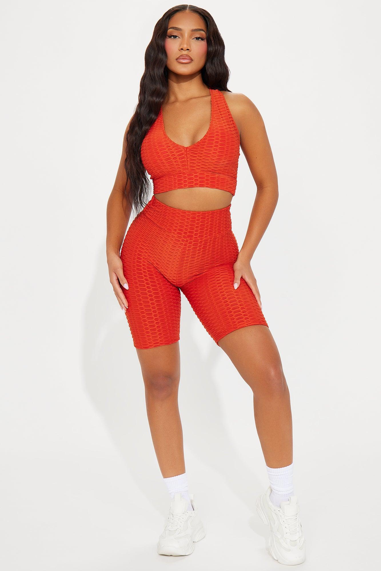 The Best Assets Textured V Neck Sports Bra - Orange Product Image