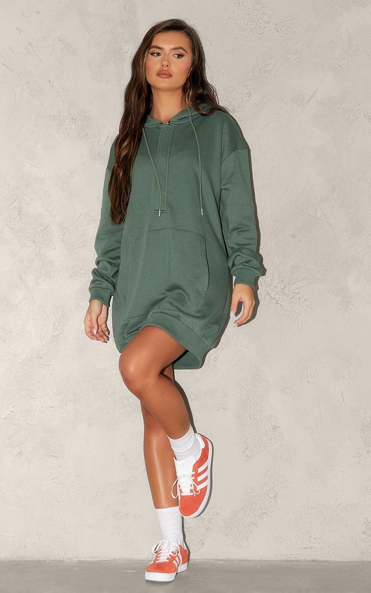 Sea Green Printed Oversized Pocket Hoodie Sweatshirt Dress Product Image