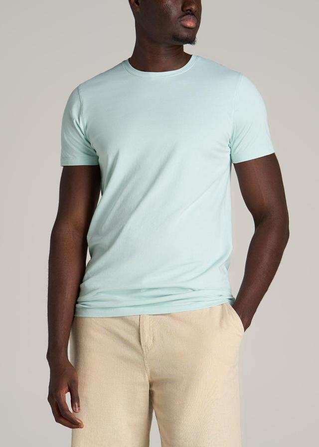 Stretch Cotton MODERN-FIT T-Shirt for Tall Men in Mint Male Product Image