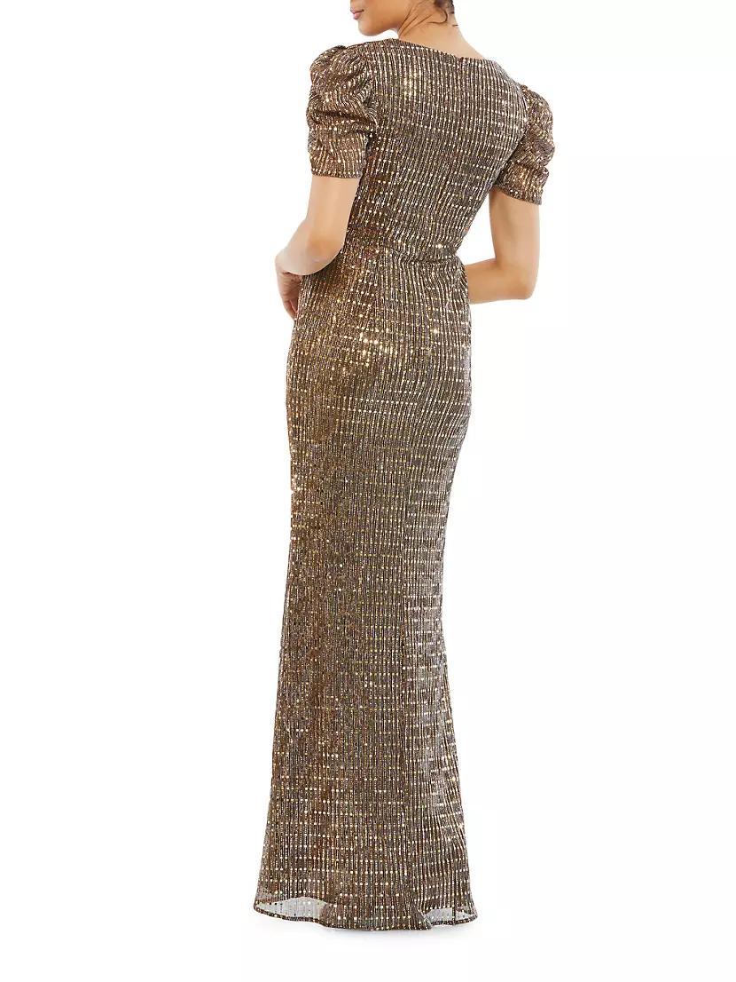 Metallic Puff-Sleeve Gown Product Image