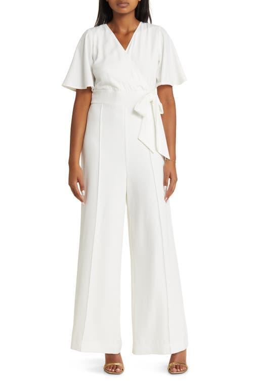 Womens Karina Crepe Wide-Leg White Jumpsuit product image