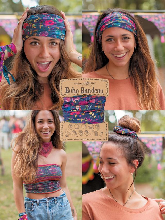 Full Boho Bandeau® Headband - Navy Wildflowers Product Image