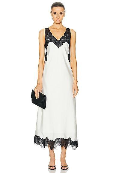 SIMKHAI Gwynn V Neck Midi Dress in Ivory Product Image