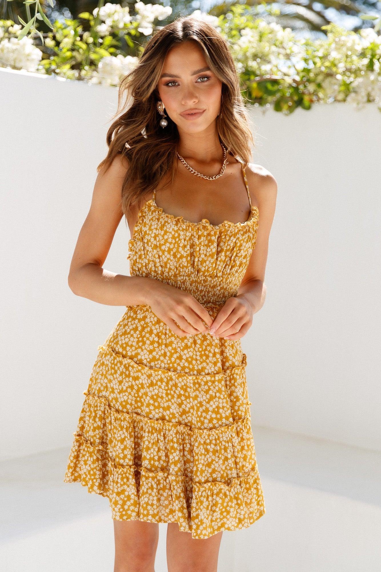 Morning Mimosas Dress Mustard Product Image