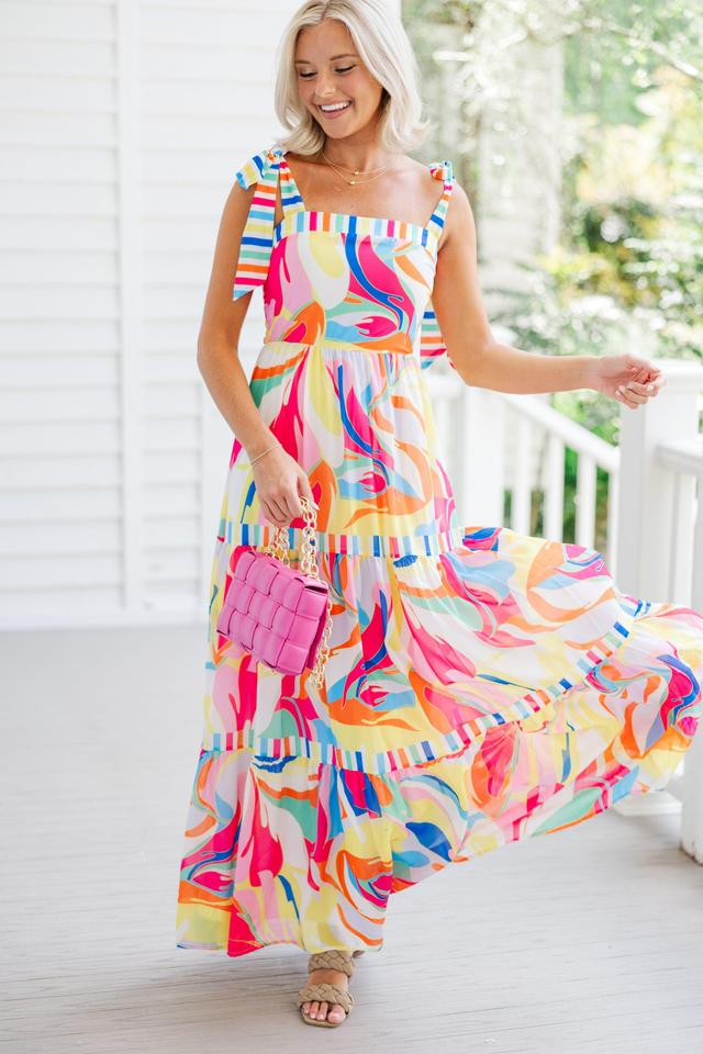 At This Point Pink Multi Abstract Maxi Dress Female Product Image