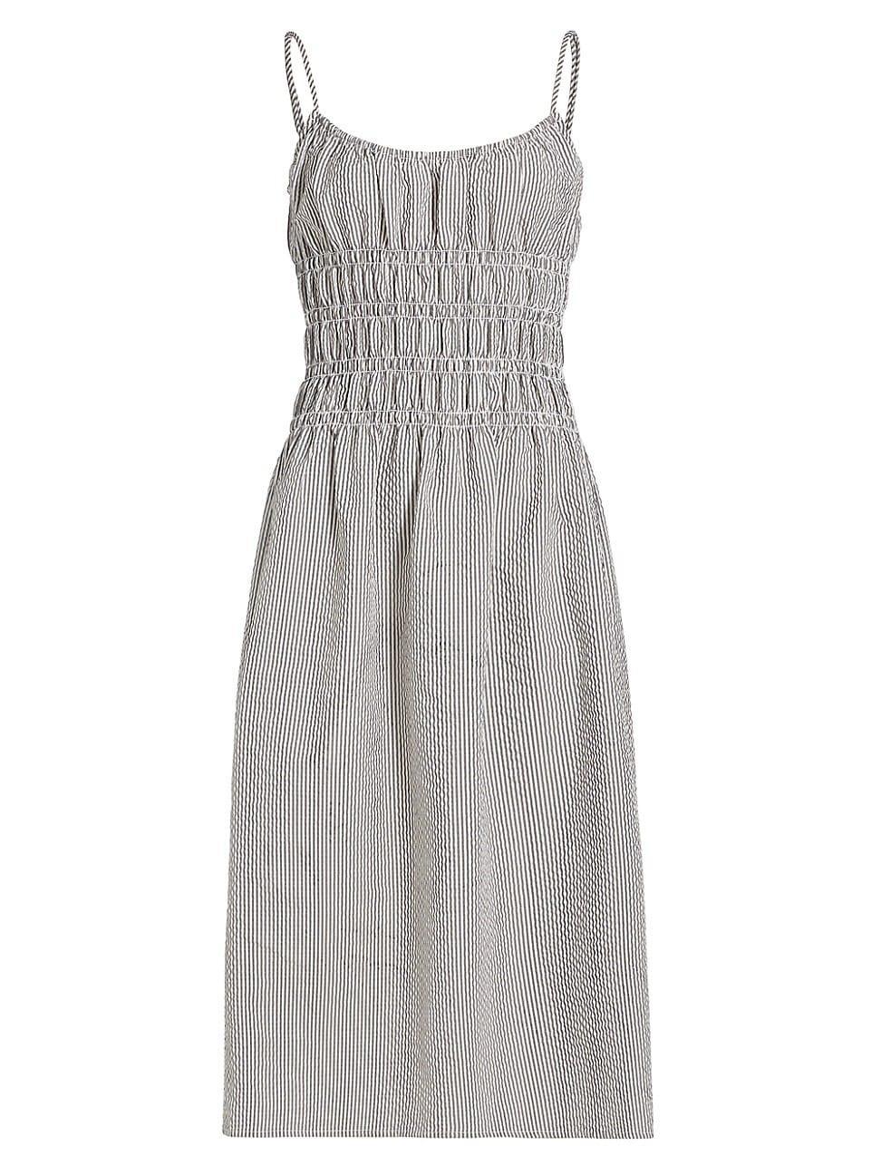 Womens Isabelle Smocked Seersucker Midi-Dress Product Image