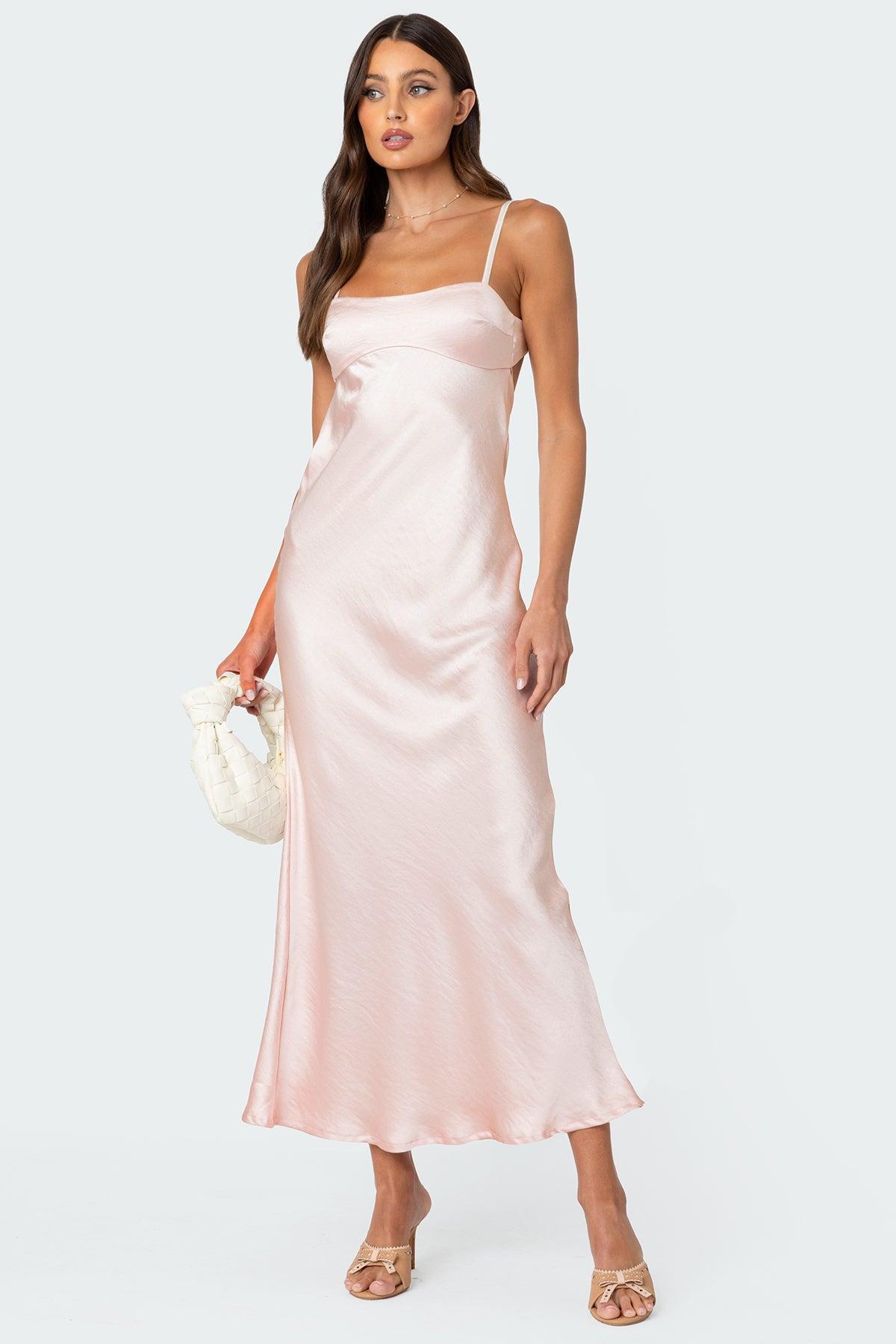 Vienna Open Back Satin Maxi Dress Product Image