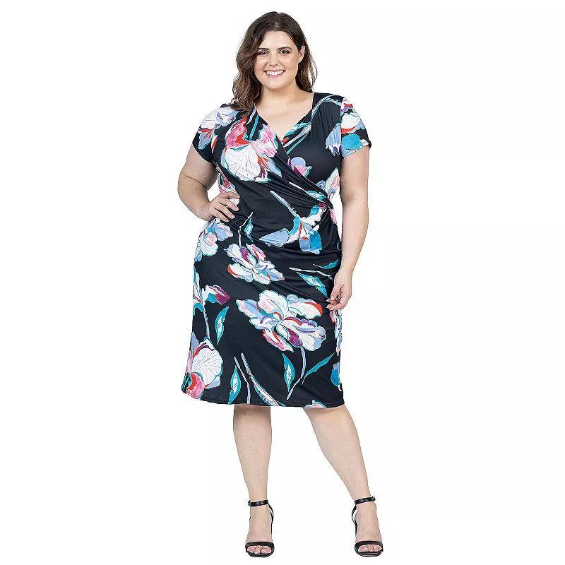 Plus Size 24Seven Comfort Apparel Midi Length Multicolor Sleeveless Pleated Pocket Dress, Womens Product Image