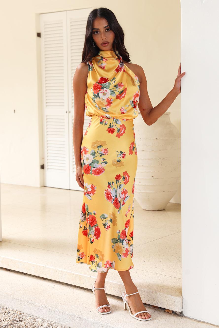 Let the Adventures Begin Midi Dress Yellow Product Image