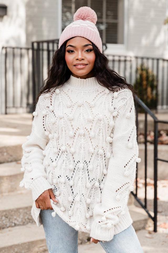 Chunky Cream Pom Sweater Product Image