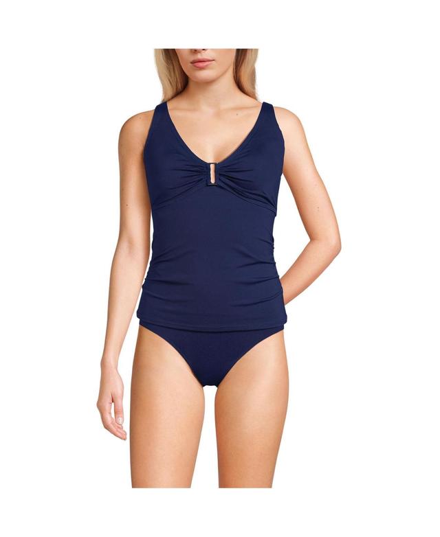 Women's Chlorine Resistant Shirred V-neck Tankini Swimsuit Top Product Image