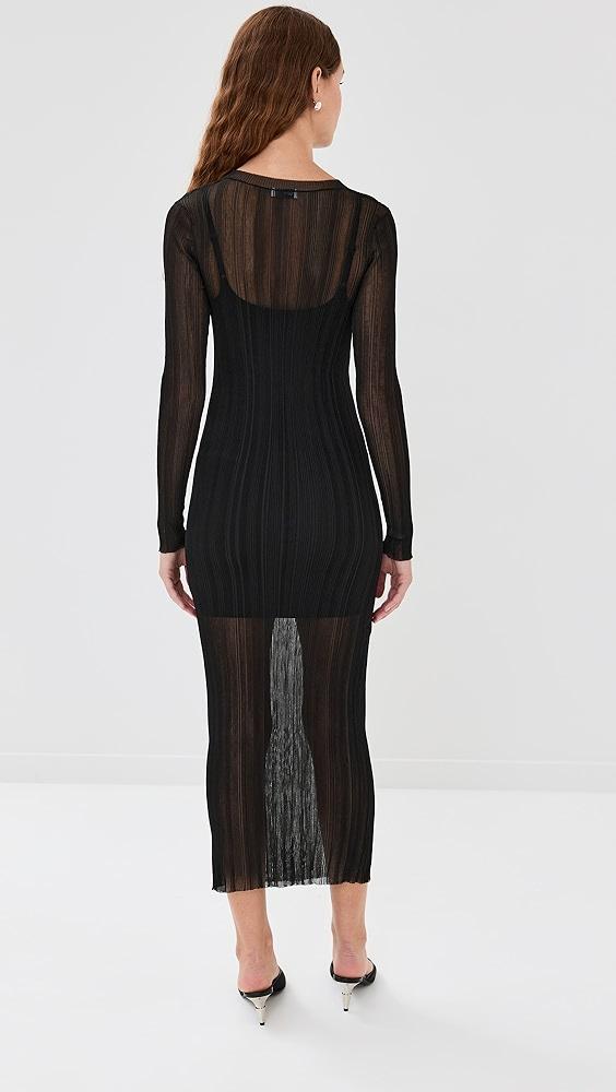 Rosetta Getty Sheer Plissé Long Sleeve Dress | Shopbop Product Image