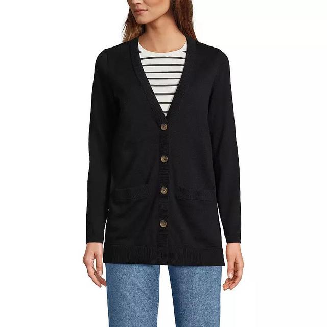 Womens Lands End Cotton V-Neck Cardigan Sweater Product Image