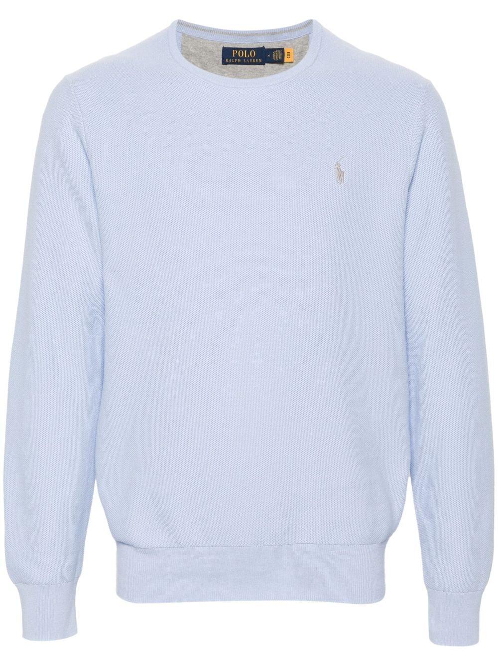 Polo Pony-embroidered Cotton Jumper In Blue Product Image