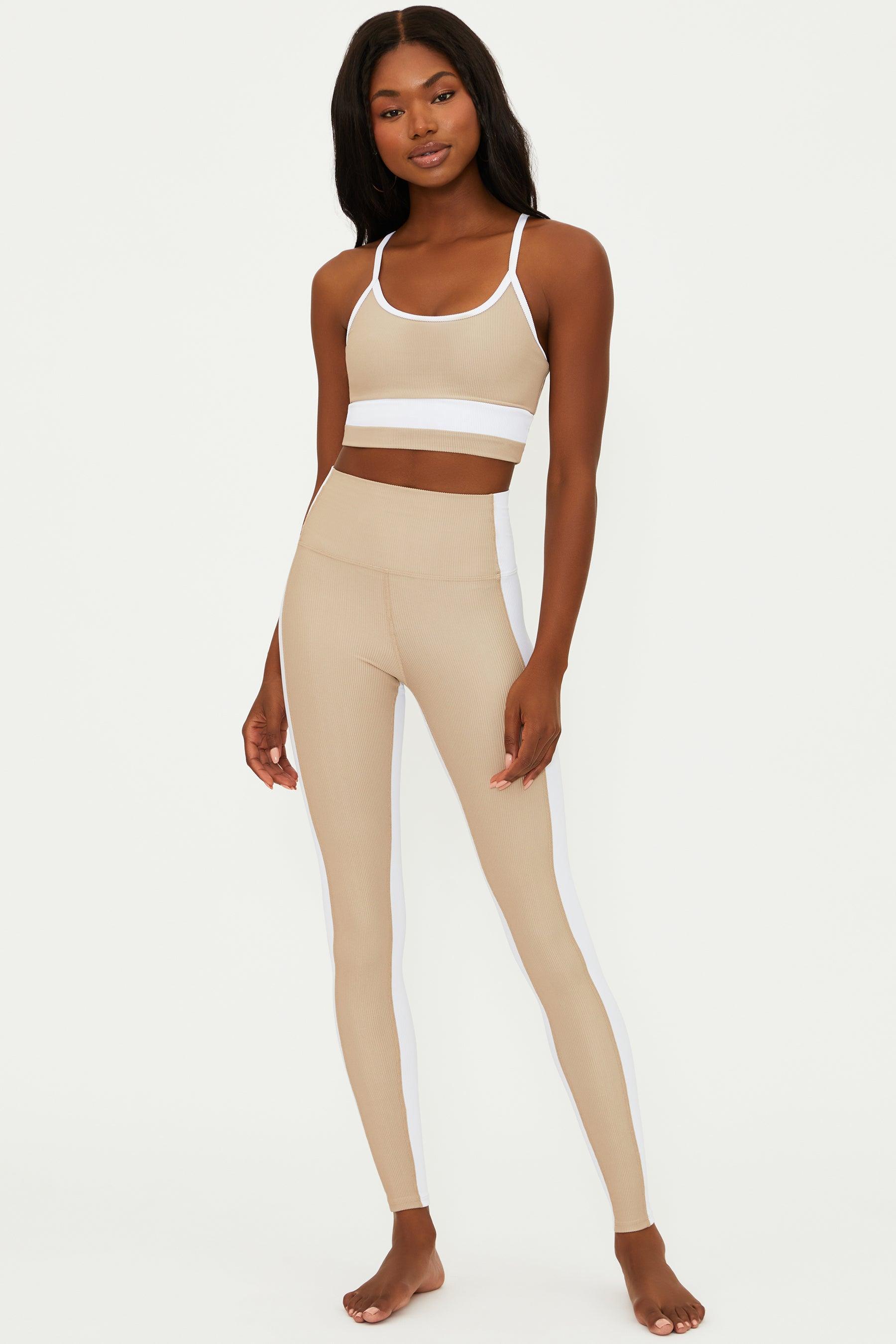 Colorblock Legging Tan White Product Image