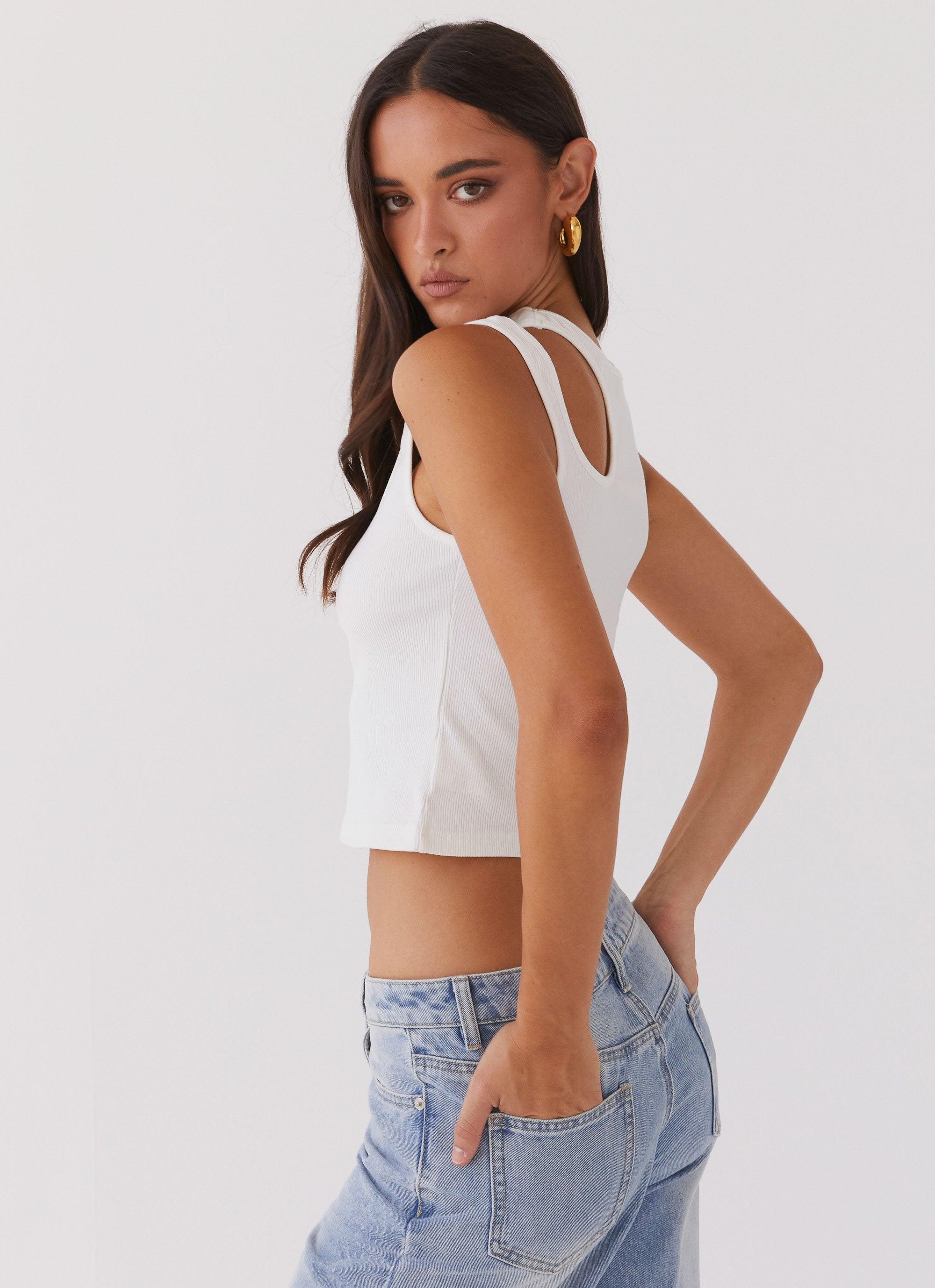 Isla Cut Out Tank Top - White Product Image