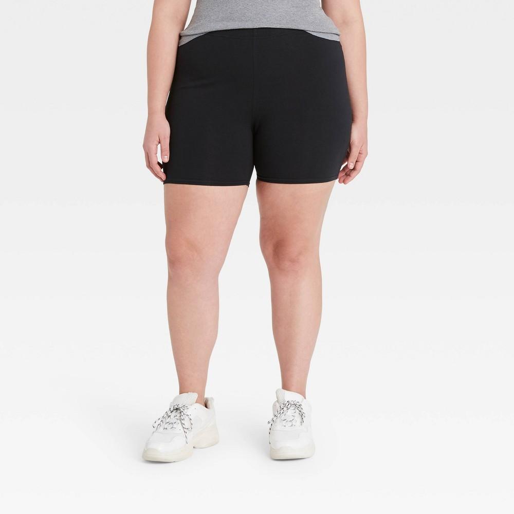 Womens Plus Size Cotton 5 Inseam Bike Shorts - Xhilaration Black 1X Product Image