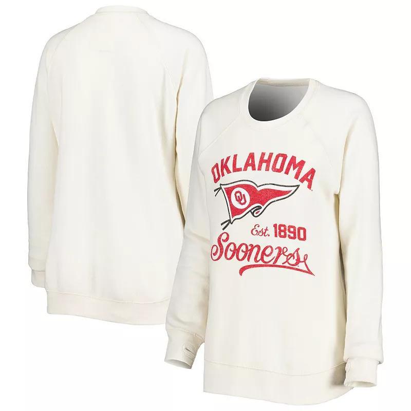 Womens Pressbox Cream Oklahoma Sooners Old Standard Pennant Knobi Raglan Pullover Sweatshirt Product Image