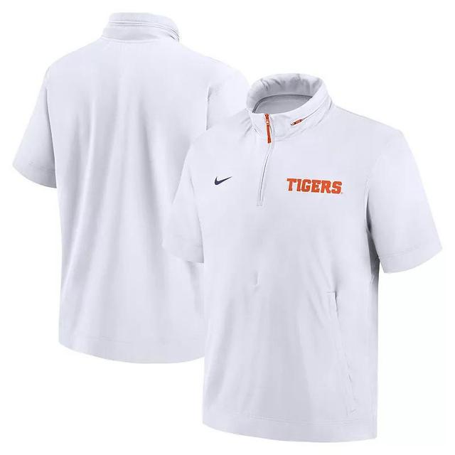 Mens Nike Clemson Tigers 2024 Sideline Coach Short Sleeve Half-Zip Hoodie Jacket Product Image