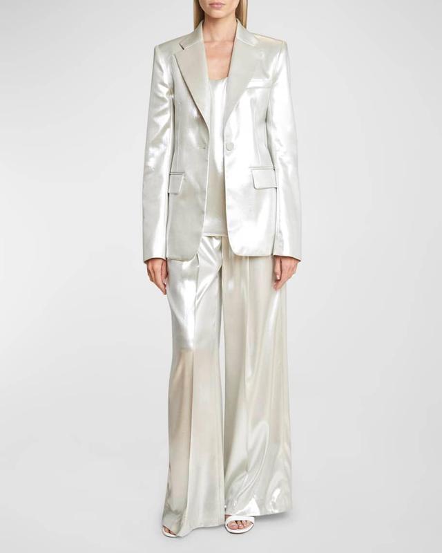 Organic Silk Satin Lame Tailored Jacket Product Image