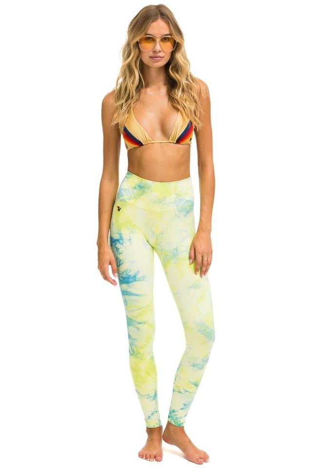 HAND DYED FULL LENGTH HI-RISE LEGGINGS - TIE DYE NEON YELLOW Female Product Image