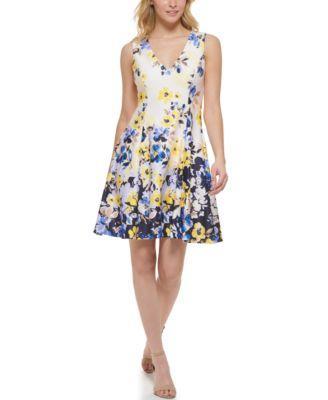 Petite Printed V-Neck Scuba Crepe Dress product image