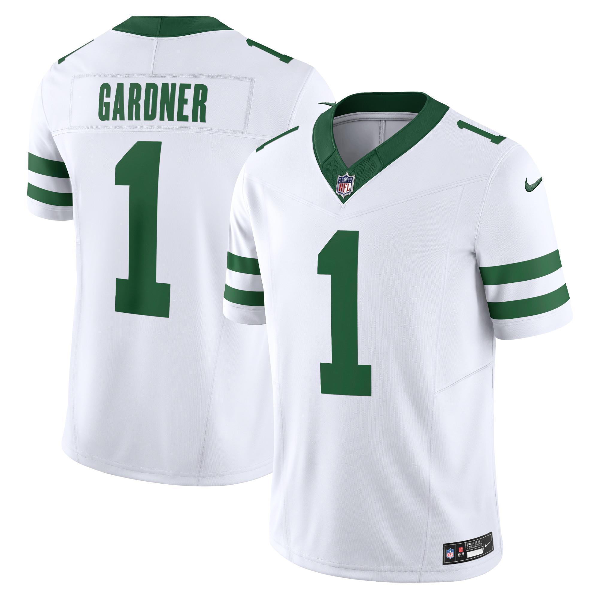 Nike Mens Ahmad Sauce Gardner Legacy New York Jets Vapor F.u.s.e. Limited Jersey - White Product Image