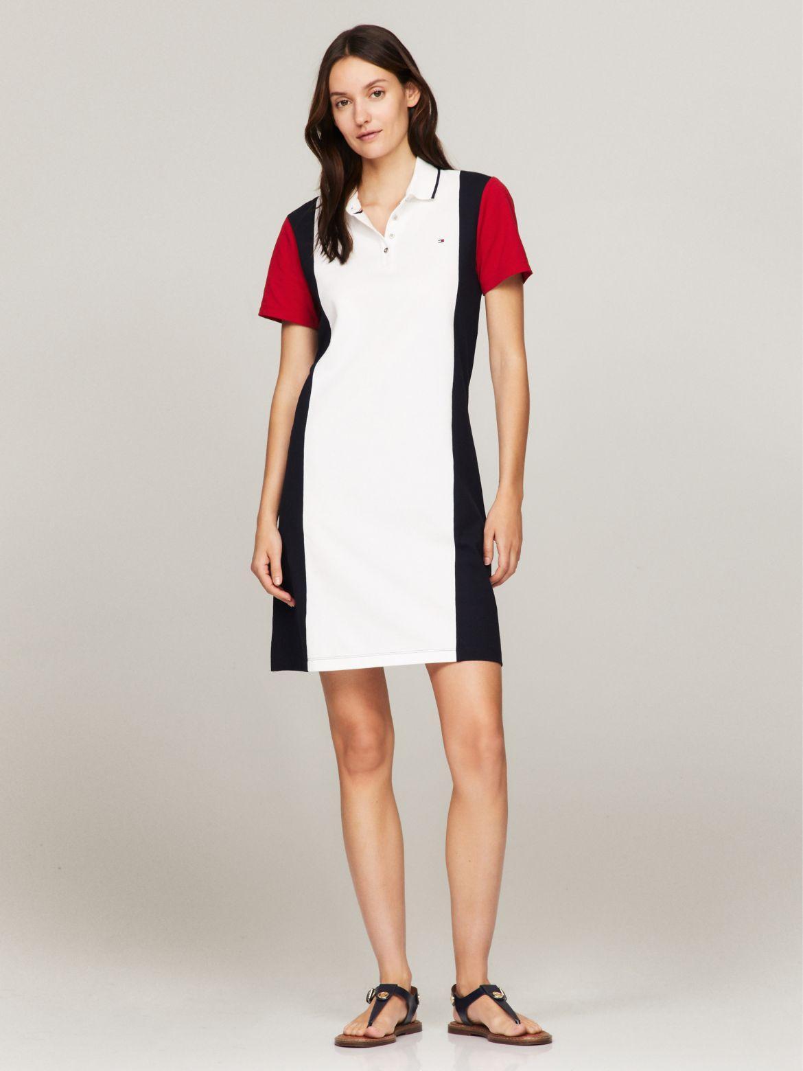 Tommy Hilfiger Women's Vertical Colorblock Polo Dress Product Image