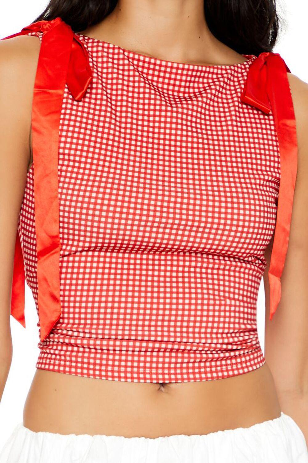 Gingham Bow Cropped Tank Top | Forever 21 Product Image