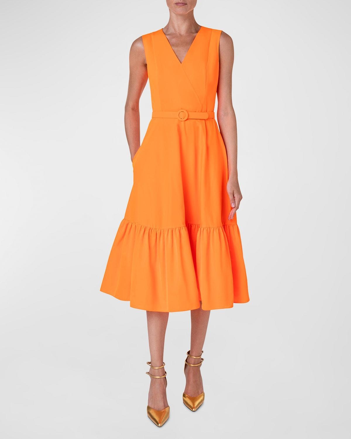 Womens Cotton-Blend V-Neck Midi-Dress Product Image