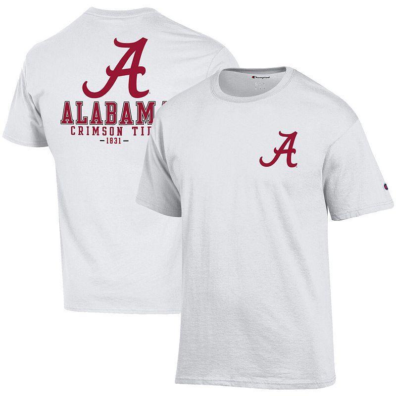 Mens Champion White Alabama Crimson Tide Team Stack 2-Hit T-shirt Product Image