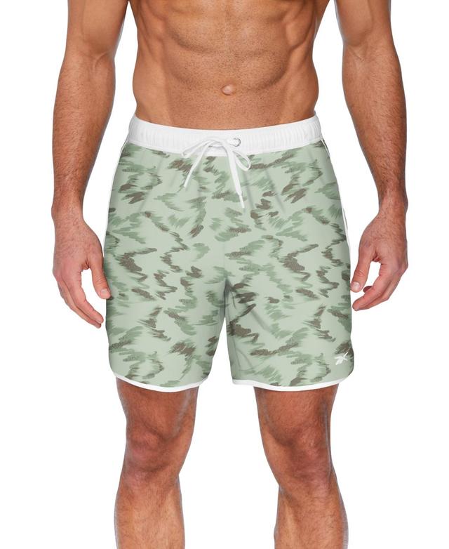 Reebok Mens Quick-Dry Vintage Green Core Valley 7 Swim Trunks Product Image