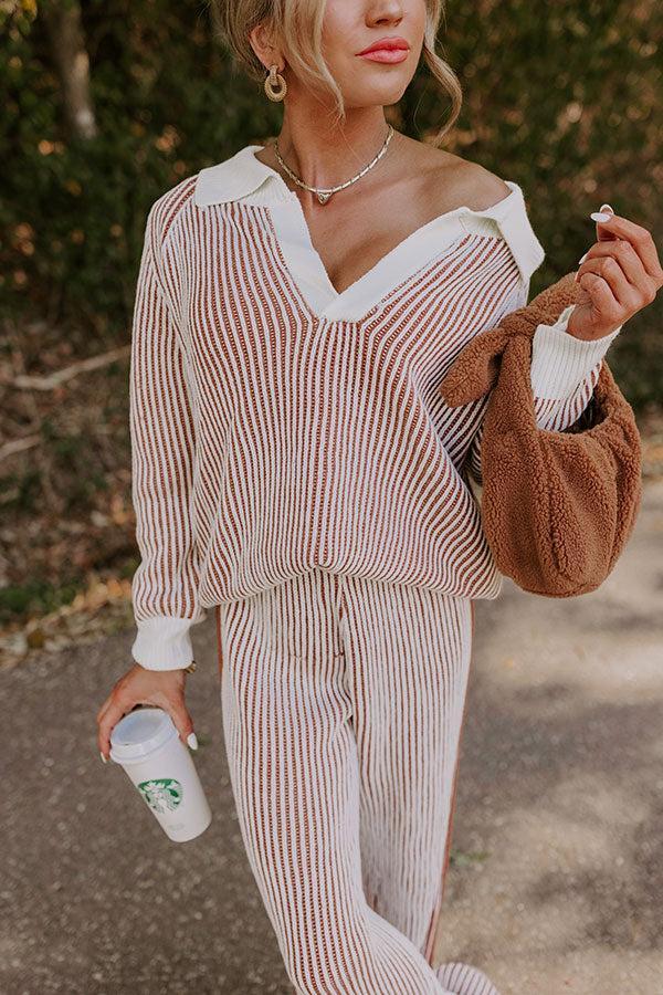 Uptown Chic Ribbed Sweater Top in Ivory Product Image