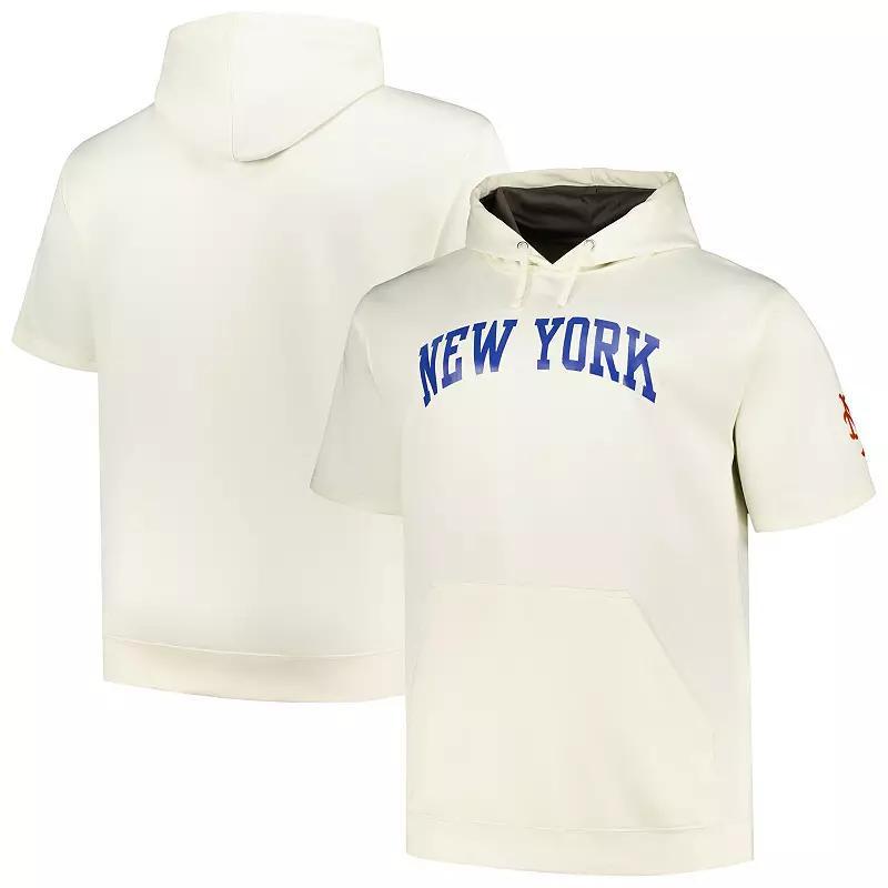 Mens Profile Oatmeal New York Mets Big & Tall Contrast Short Sleeve Pullover Hoodie Product Image